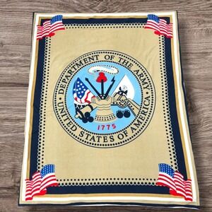 US Army Fleece Throw Blanket Double Sided Military Seal Tank Helicopter 46x58